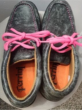 Ferrini Smokey Black Suede Lace up Womens Moccasins - New